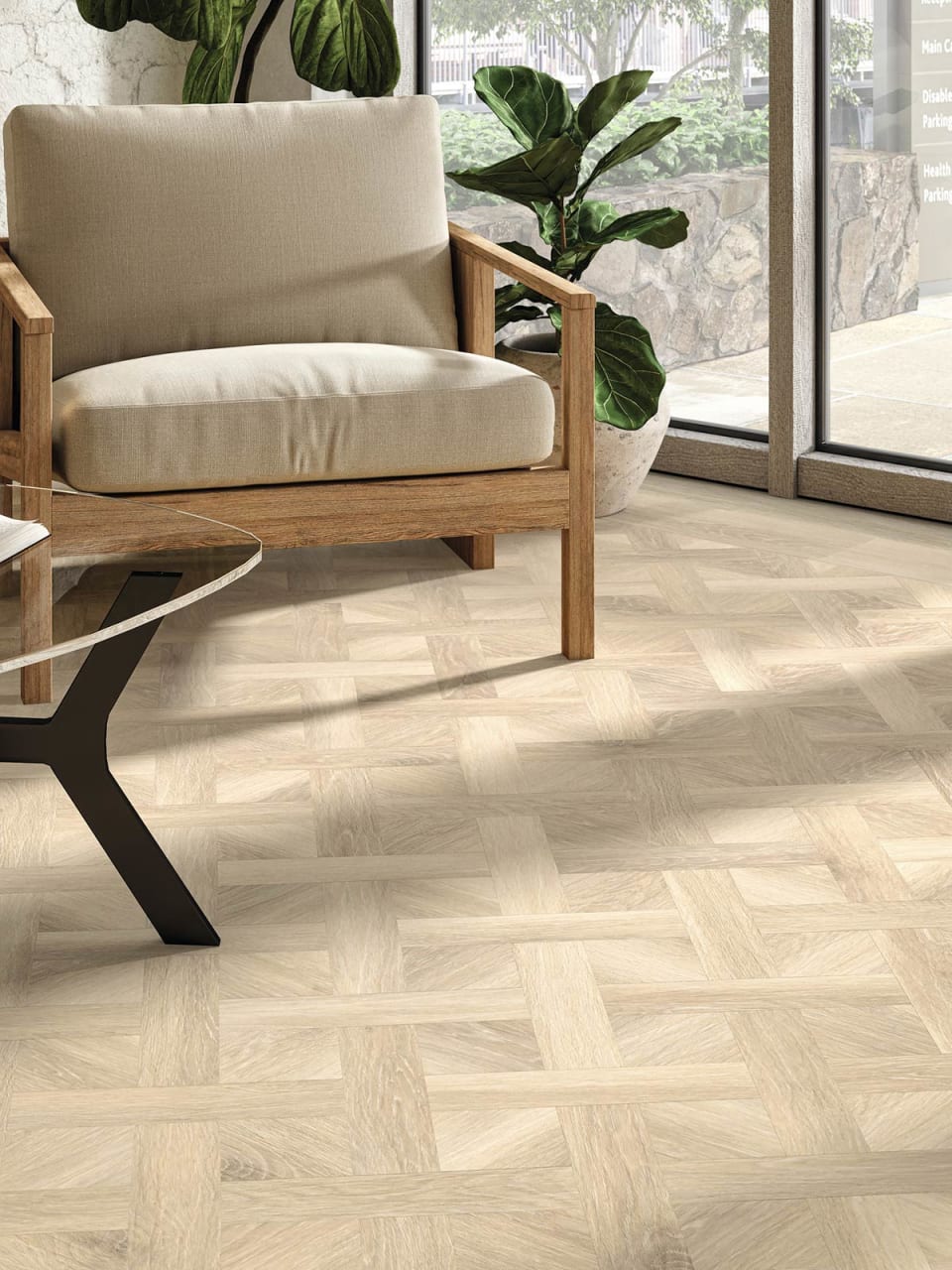 Foreshore Oak in Basket Weave | 0.7mm Commercial LVT Flooring from